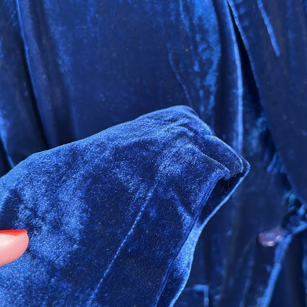 NWOT VINTAGE HAVANA One Button Oversized Velvet Blazer Midnight Blue L - Picture 4 of 11